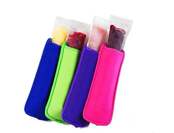 18x6cm Ice Sleeves Freezer Popsicle Sleeves Pop Stick Holders Ice Cream Tubs Party Drink Holders DHL 