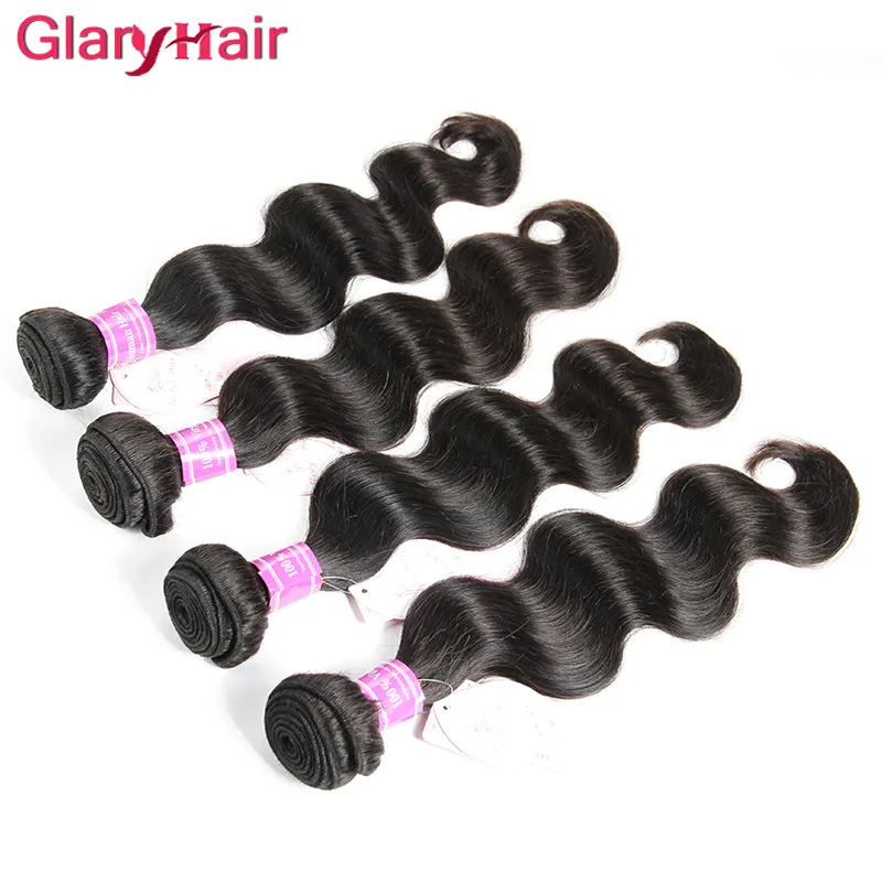 Glary New Fashion Style Human Hair Bundles Brazilian Body Wave Hair Weeaves Double Wft Unprocessed Hair Extensions 4 Bundles Wholesale