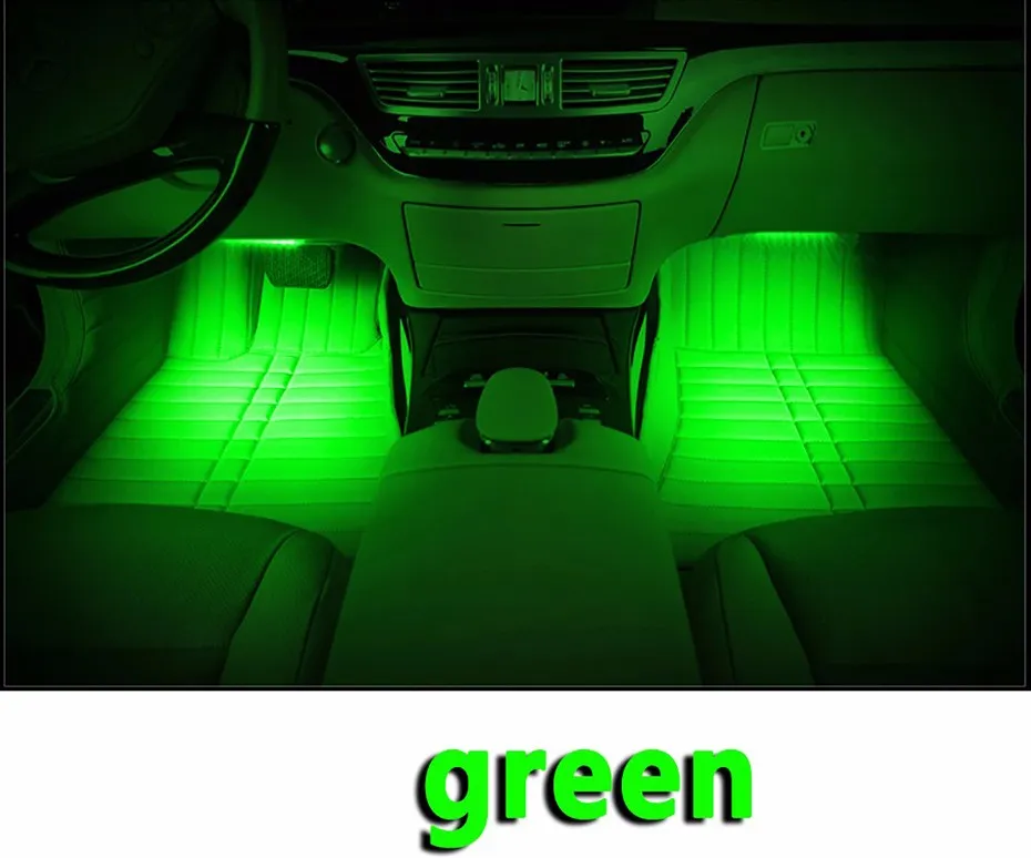 RGB 36 LED araba şarjı 12V 10W Glow İç Dekoratif 4in1 Atmosfer Mavi İçinde Ayak Işık Lambası Uzak Müzik Kontrolü274b
