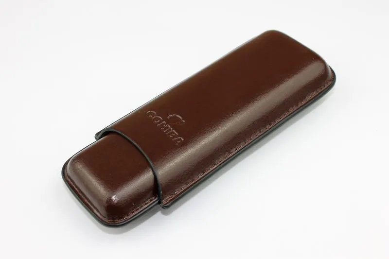 Cohiba Brown Färg och Svart Färg Läderhållare 2 Tube Travel Cigar Case Humidor för rökning