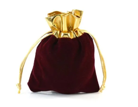 Fluwelen pouches fit geschenk tassen goud kleur trekkoord zakjes voor sieraden opslag hoge kwaliteit pouches 7x9cm