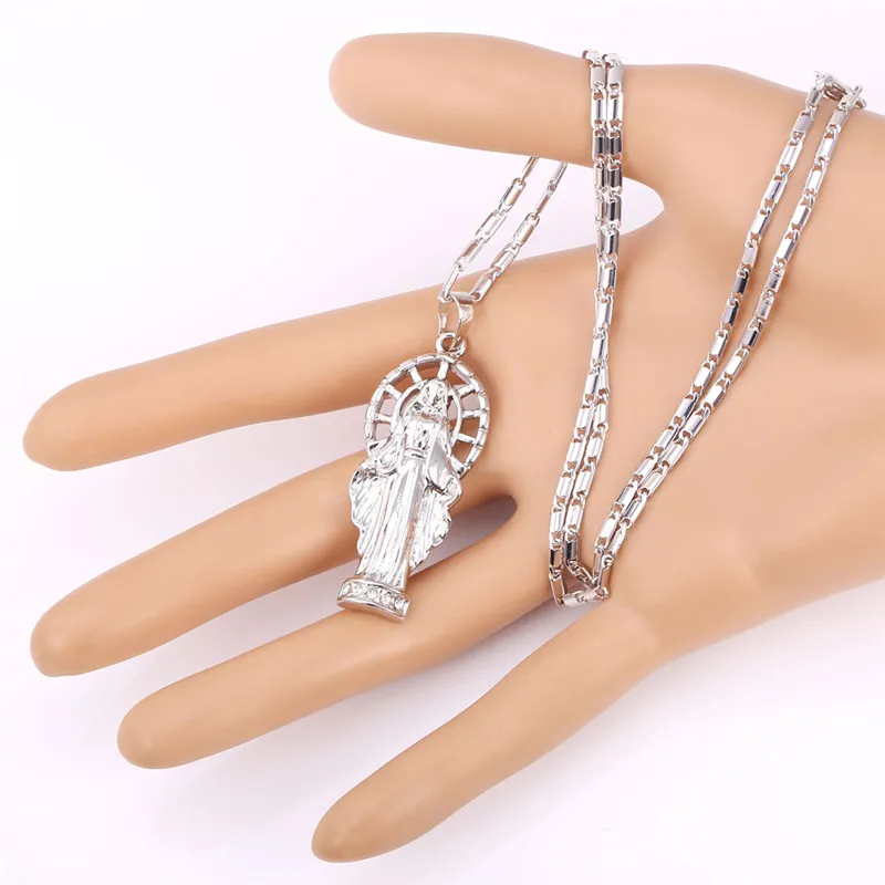 Virgin Mary Pendant Necklace For Womenmen Platinum Plated18K Real Gold Plated Jesus Piece Jewelry5782177