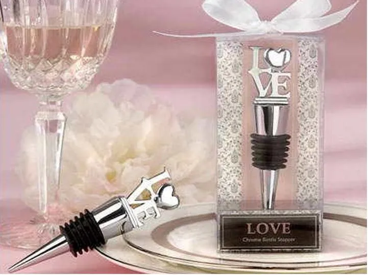 100st/Lot Elegant Love Heart Shaped Red Wine Bottle Stopper Twist Wedding Favors Gifts Evenemang och festförsörjning gratis frakt