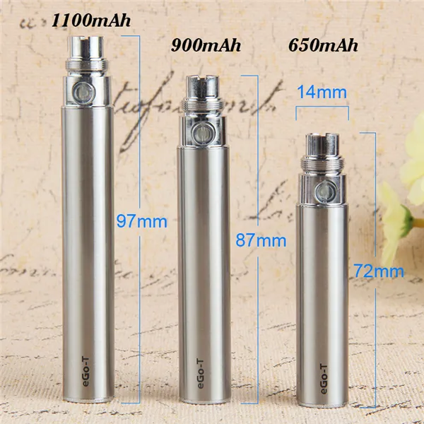 eGo-t 650 900 1100 mAh vape pen 510 batterij ego-batterijen voor BUD Glass Cartridge Ceramic Vaporizer eCigs