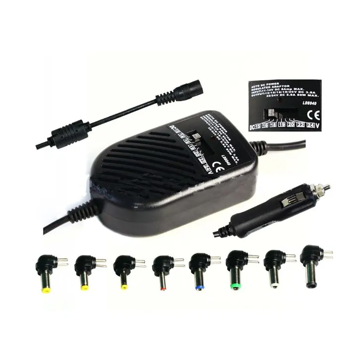 Universele DC 80W Auto Auto Charger Voeding Adapter Set voor Laptop Notebook met 8 Afneembare Pluggen Gratis Verzending Groothandel 20PS / 