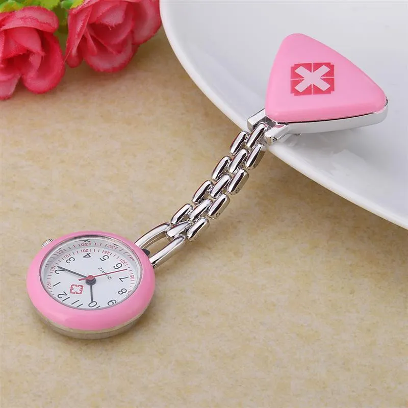 Cool Fashion Rvs Nurse Horloge Werkhorloges Doctor Colorfull Driehoek Verpleegkundigen Cross Patroon Vrouwen Mooie Klok