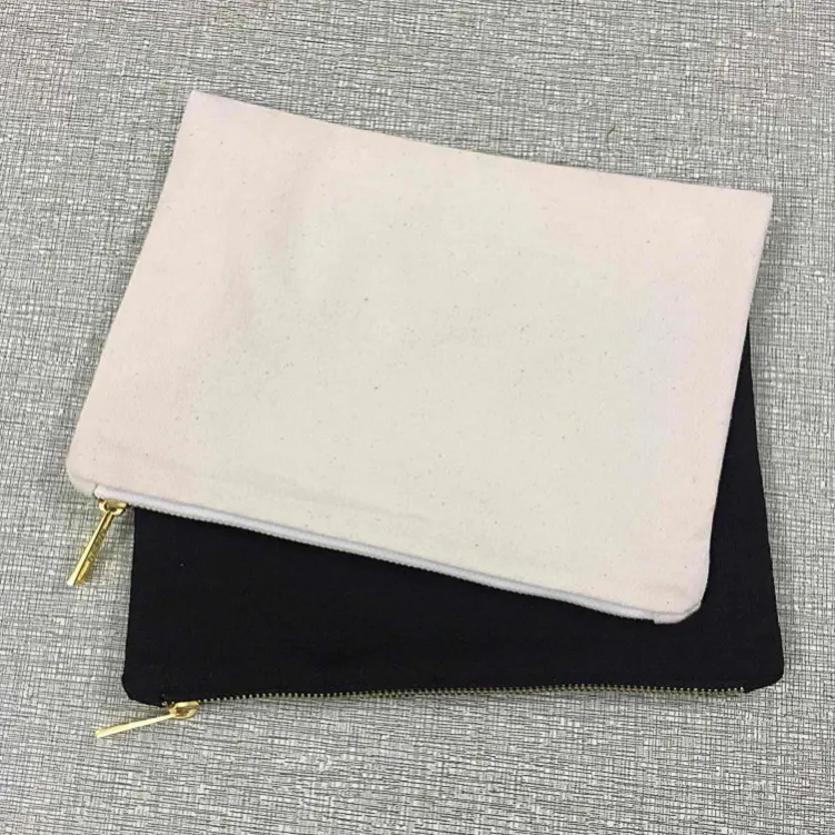 7x10 inches Blank Natural Cotton Canvas Clutch Bag Plain Canvas Makeup Bag Cosmetic Case för DIY Screen Printing