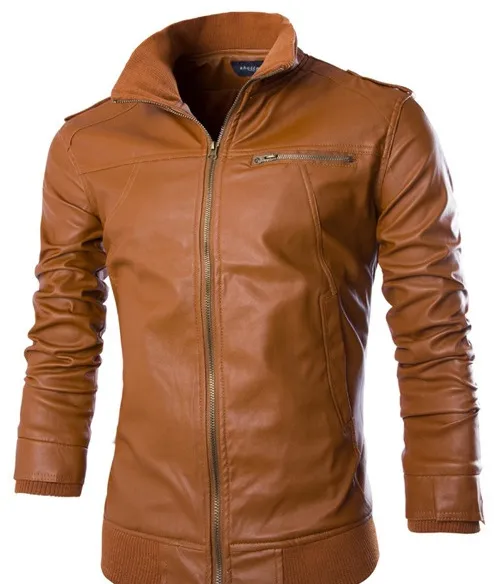 En yeni motosiklet deri ceketler erkekler katı iş rahat paltolar sonbahar kış deri giyim bombacı ceket erkek için