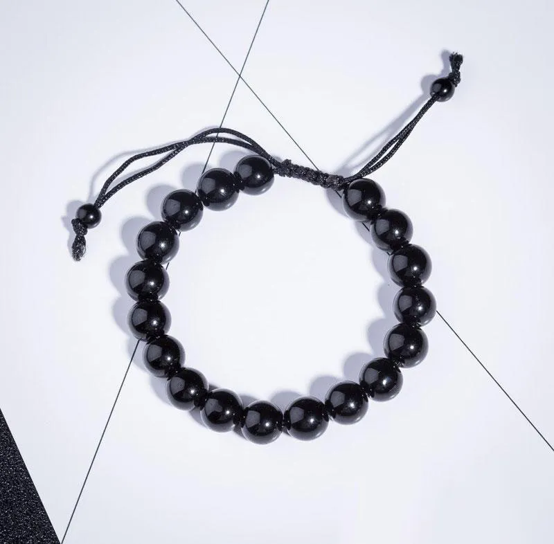 New Obsidian Beaded Bracelets for Men Hematite Rope Woven Infinity charm Bracelet for women lose weight Jewelry Personal accessories Cuff