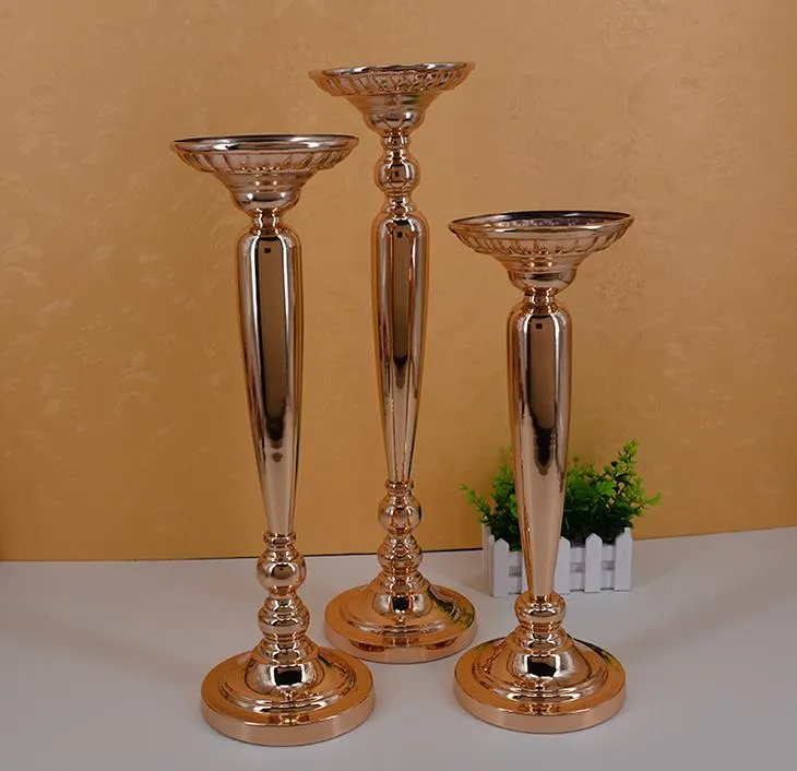 Bröllopsbestrikten Guldplätering Kolumn Europeisk stil Flower Ware Stage Master Table Vase WQ15