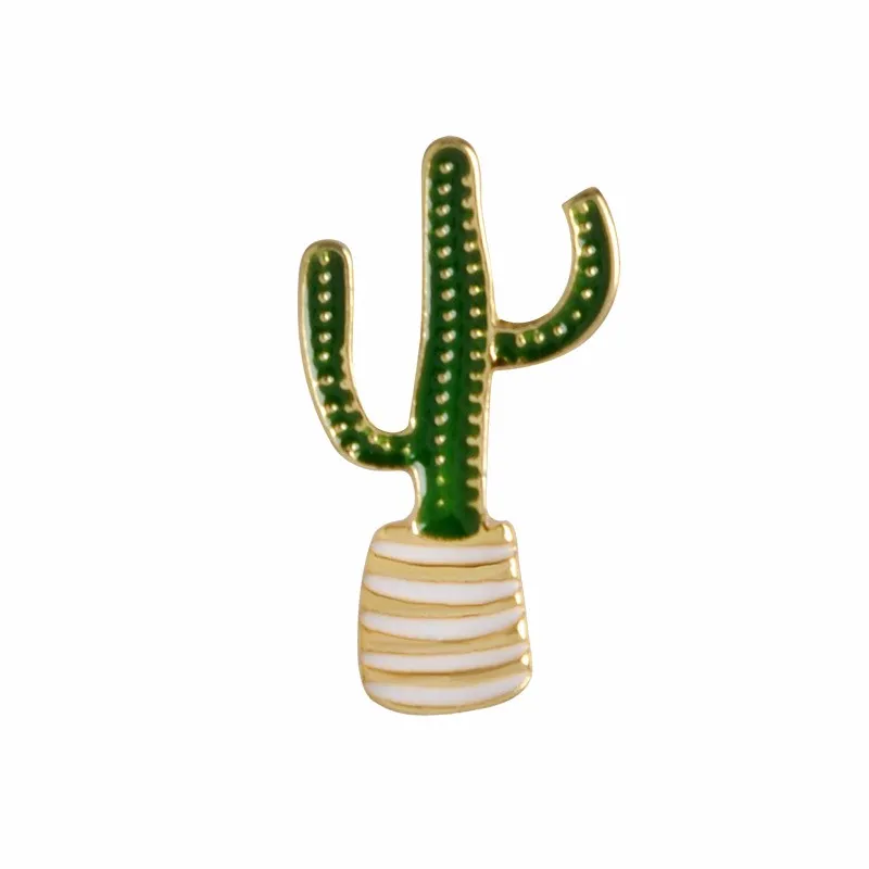 Cactus Palm Folhas Planta Árvore Natural Esmalte Brooch Colar Lapela Pin Denim Jacket Sweater Decor