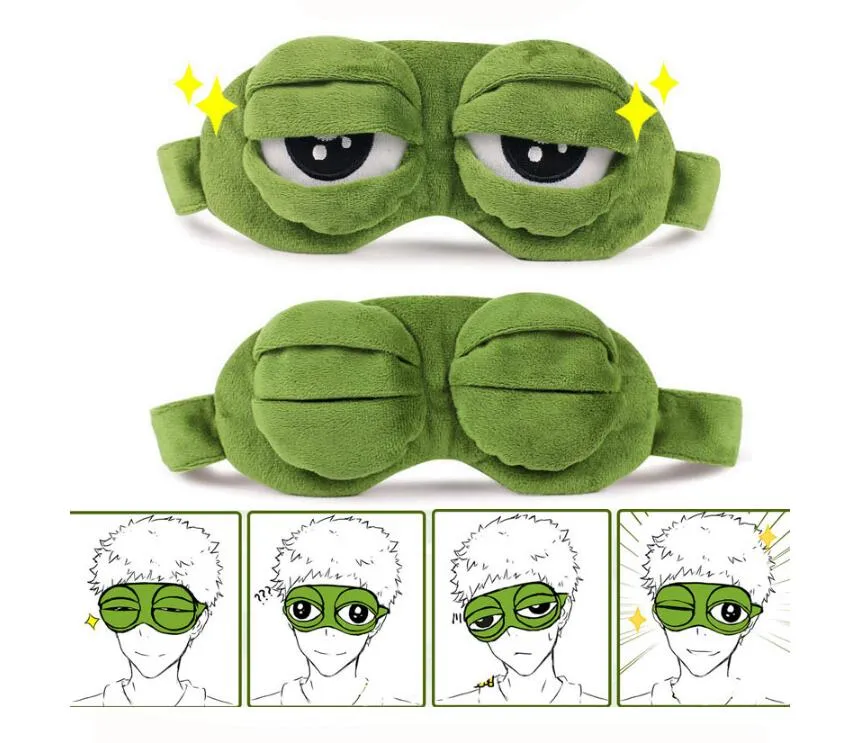 Mignon triste grenouille 3D masque pour les yeux couverture dormir drôle repos sommeil Anime Cosplay Costumes accessoires cadeau