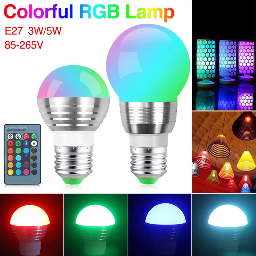 3W 5W 7W RGB LED-spotlampor Bubbla bolllampa E27 E14 AC85-265V Dimmerbar Magic Holiday RGB-belysning + fjärrkontroll