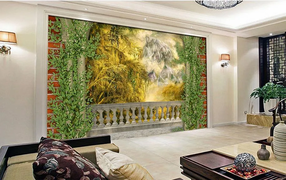 Rotolo di carta da parati personalizzata Rainforest painting landscape 3d photo wall mural wallpapers for living room modern