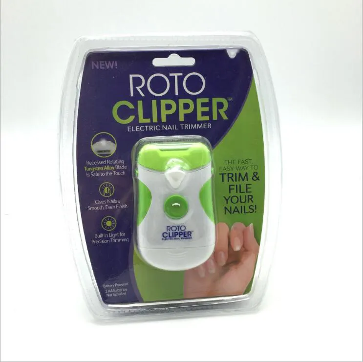 New Roto Clipper Electric Nail Trimmer White/Green Automatic Nail