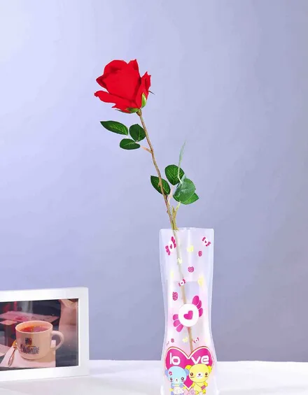 ديي زهرة مزيج حجم للطي pvc طوي حقيبة opp صغيرة زهرية صديقة للبيئة من موردين foldable vase