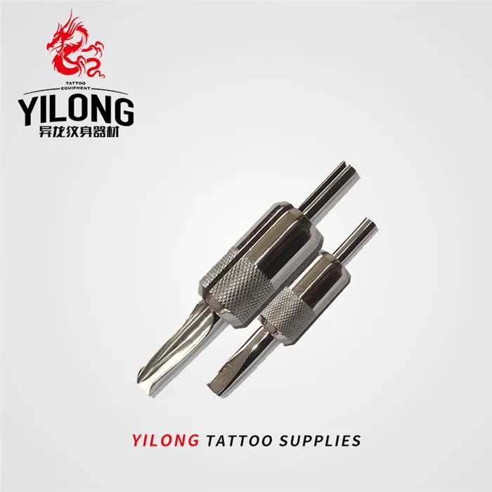 19F platte stalen grepen tattoo grip roestvrijstalen magnum platte buis tip tattoo grip terug stengel combo levering grip tattoo accessorios9926883