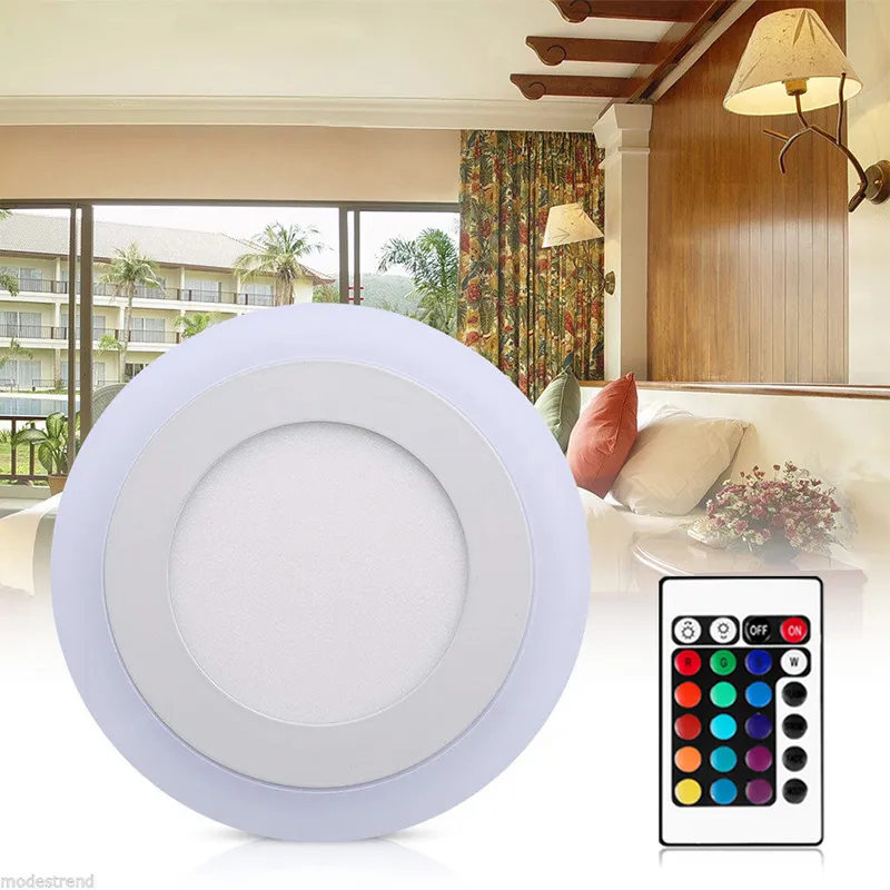 Lampada da pannello a LED RGB con telecomando Faretto da incasso a soffitto a montaggio superficiale 6W 9W 18W 24W Watt Lampada da interno rotonda/quadrata