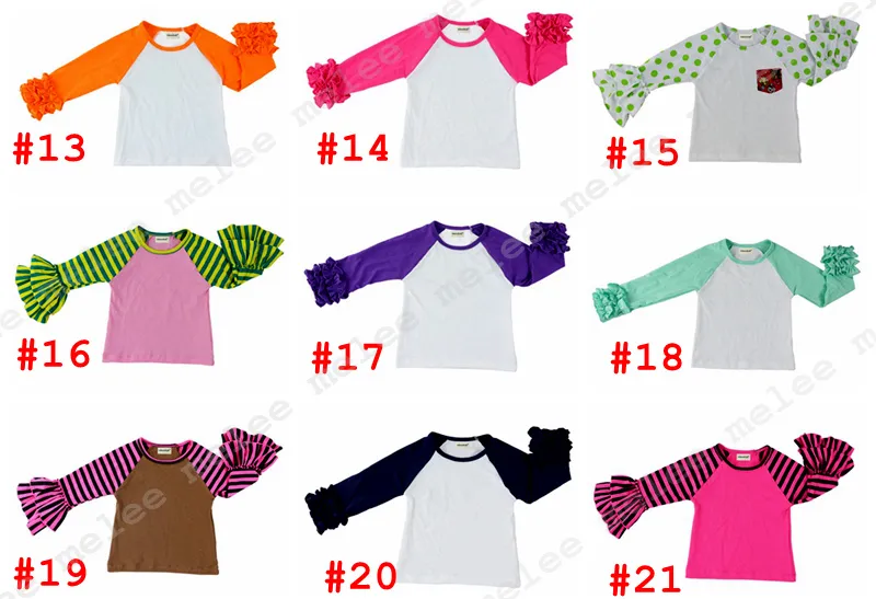 INS XMas baby girls kids icing ruffle raglan tops shirts girls Striped Dot clothes o-neck girls casual tops fall Spring Autumn top T-shirt