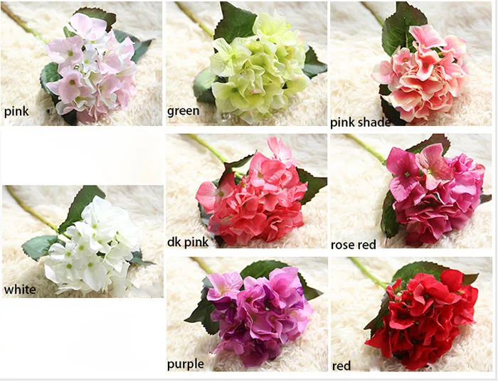 MOQ New Multi Color Realistic Spring Artificial Big Hydrangea Silk Flower Arrangement Wholesale Home Table Room for decoration