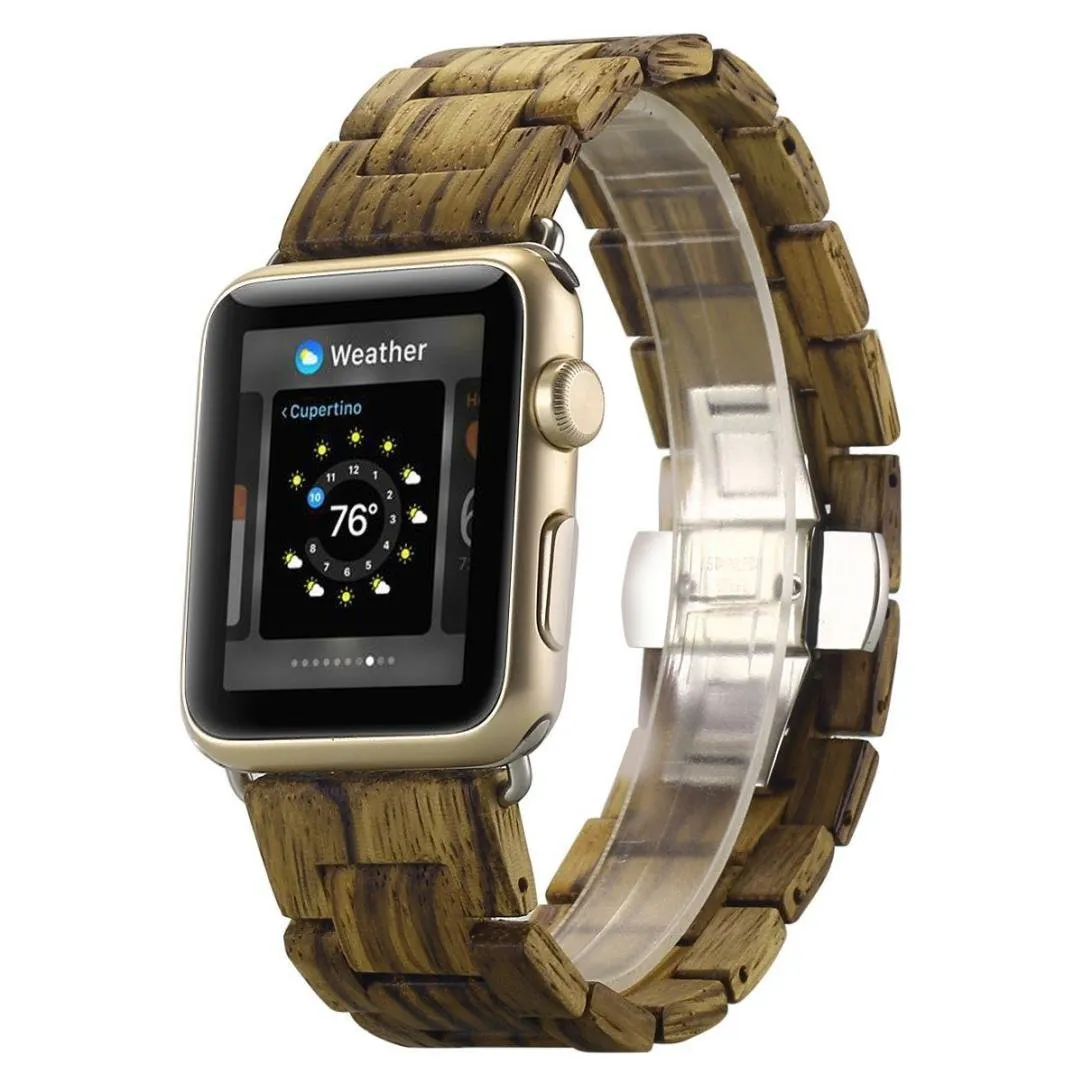 Nieuwe mode Zebra Bamboo houten band polsbandband voor slimme horlogeserie 1234 38mm Brown12193582979983