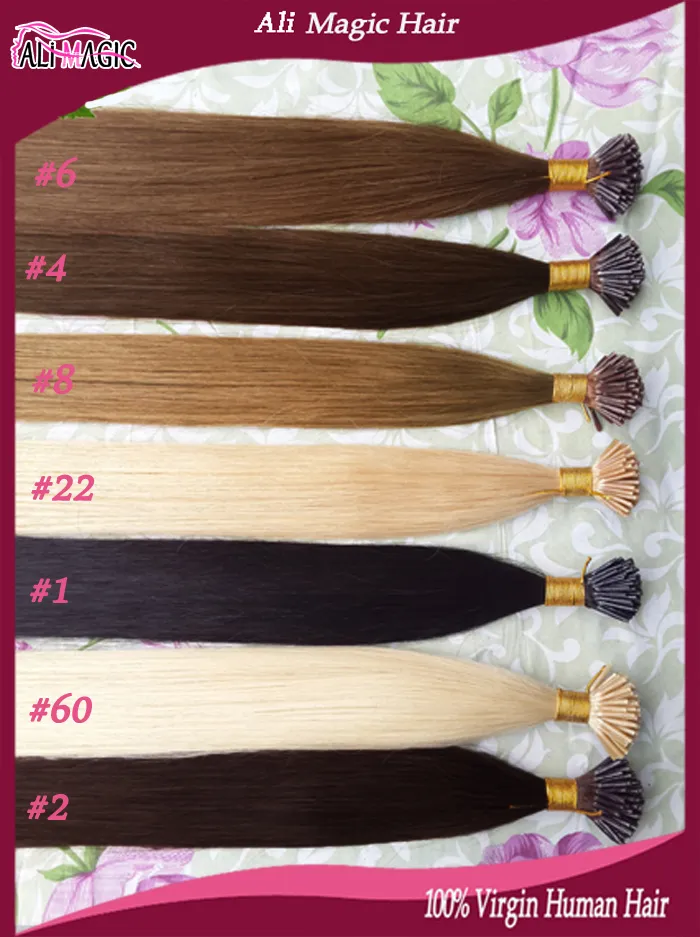 Hot Sale Ali Magic Factory Outlet Keratin Tipped Hair Extensions I Tips Hår 100% Human Hair Rak 1g 20 