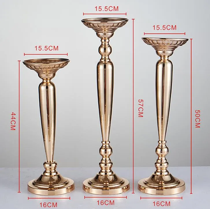 Ślubna ścieżka Gold Plating Kolumna Europejski styl Flower Ware Stage Master Table Vase WQ15