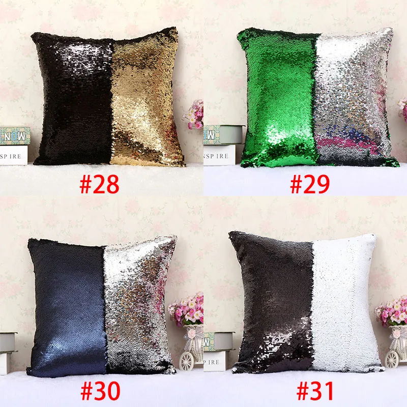 Mermaid Sequins Pillow Case Two Tone Home Sofa Car Pillow Covers Decor Cushion Christmas decoration 31 Style 40*40cm WX-P02
