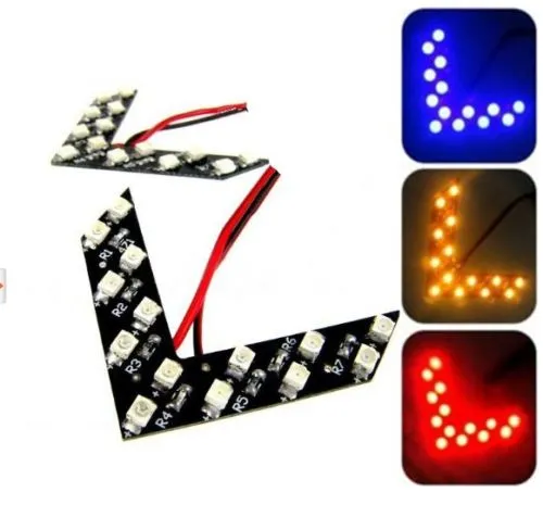 Belysning Vit Röd Blå Grön Gul LED Arrow Panel 14/27 / 33SMD Bil Sidospegel Vänd signalljus