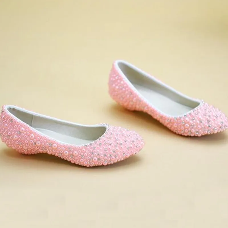 حفل زفاف Wedge Heel Bridal Dress Shoes Wedding Anniversary Shoes Party of the Bride Shoes Pink and Ivory Pearl284e