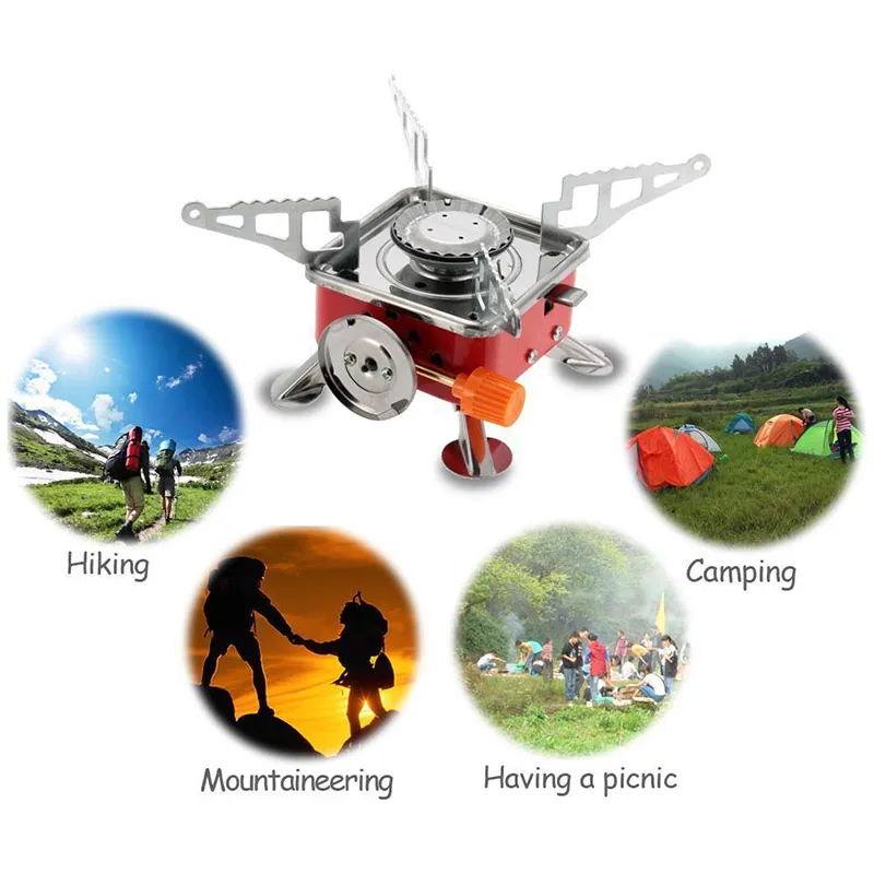 2017 Outdoor 4000BTU Automatic Piezoelectric One Burner Gas Stoves Four Square Picnic Camping Backpacking Cook Stove