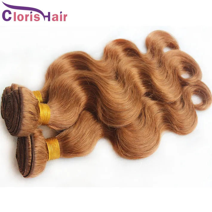 Charmig kroppsvåg brasiliansk vävbuntar 30 Medium Auburn Virgin Human Hair Extensions Blond BreSilienne Wavy Weaving Deals13421692791