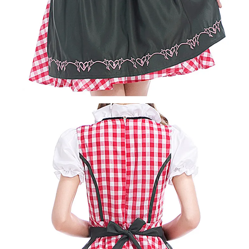 Kobiety Halloween Maid Cosplay Costume Bawarskie piwo Dziewczyna Dress Oktoberfest Sertant Costume Gothic Lolita Siatka Sukienka