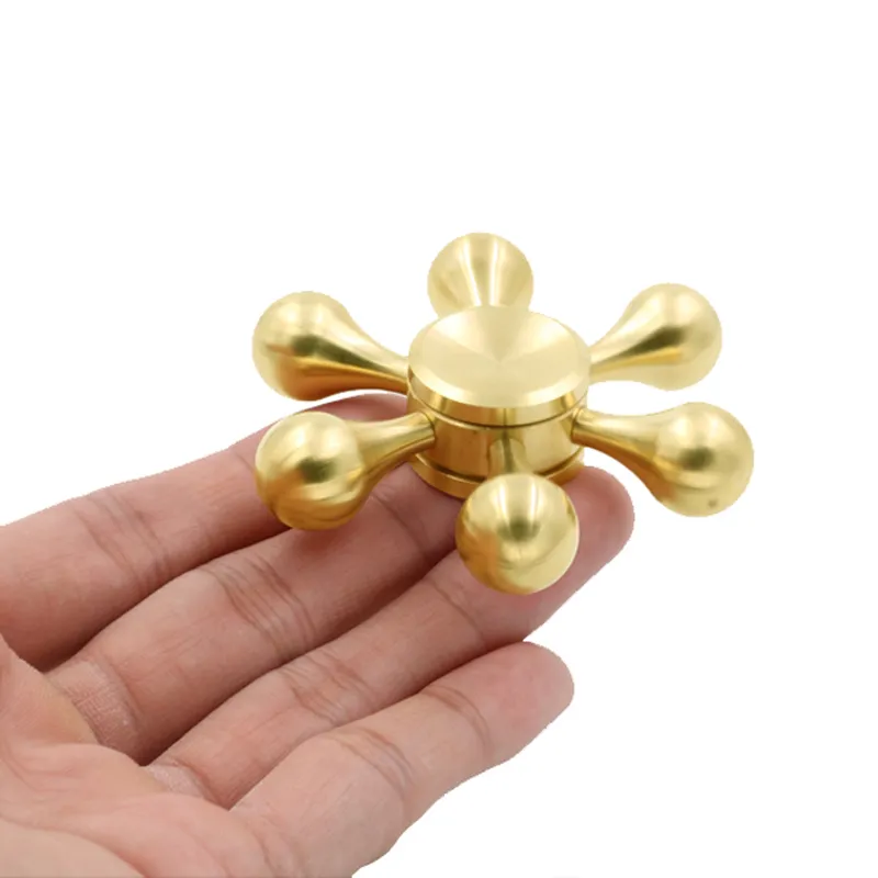 Six Arms Molecule Shape Metal Hand Finger Spinner Spinning Top Novelty Gryo Toys