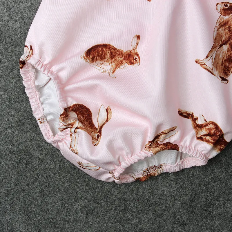 Baby ins känguru hårband rompers barn bomull båge print romper 2st uppsättningar kostymer tjejer ruffled jumpsuit toddler spädbarn kläder