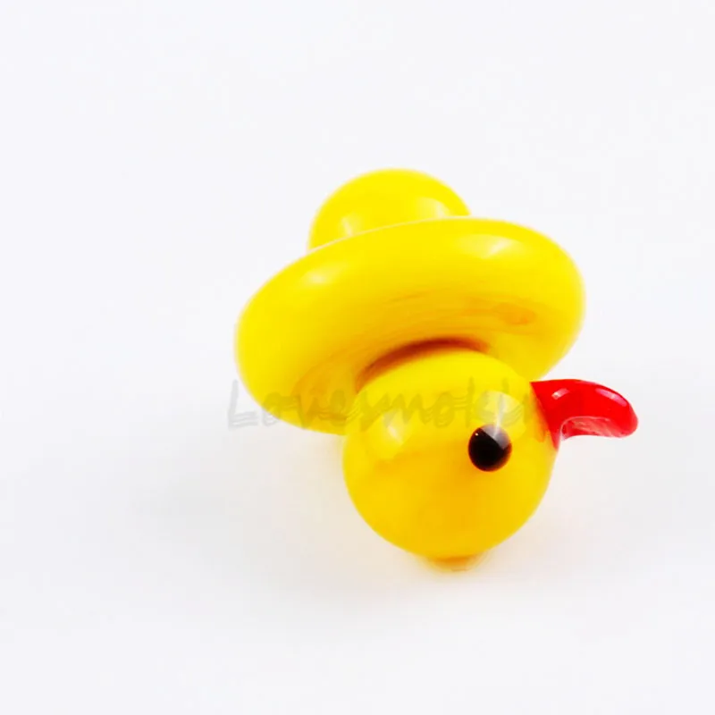 Glass Yellow Duck UFO Carb Cap dome for glass bongs water pipes, dab oil rigs, 4MM Thermal P Quartz banger Nails