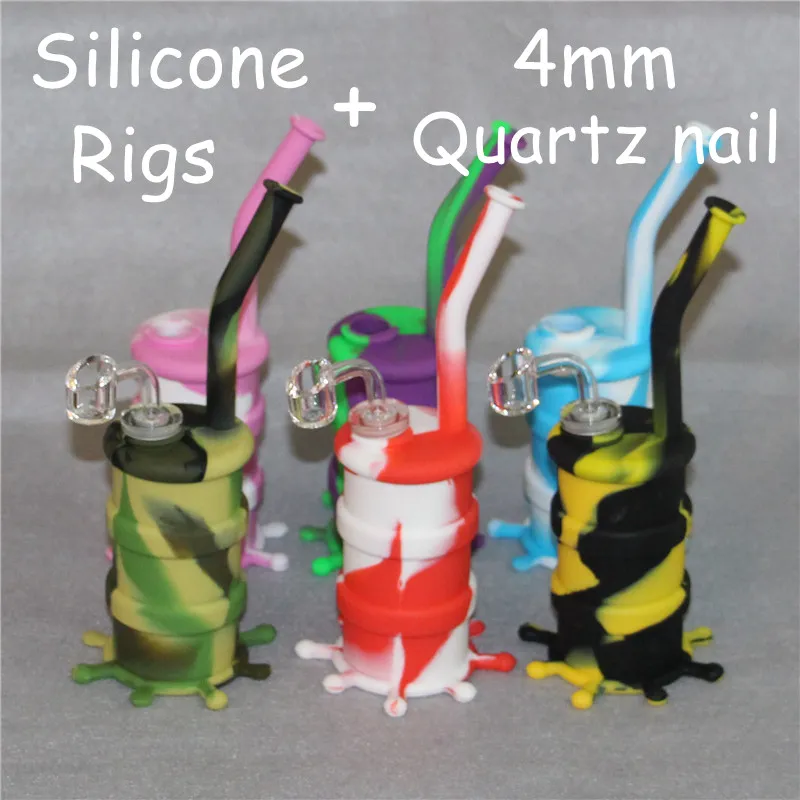 Silicone Oil Pipes Smoking pipe Silicon bubbler hookahs +all Clear 4mm thickness 14mm male quartz banger via DHL