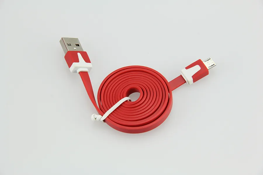 1M 2M 3M Colorful Flat Noodle Micro Usb Sync Data & Charge Cable For Samsung S3 S4 S5 S6 for HTC Nokia Android phones 300pcs/lot