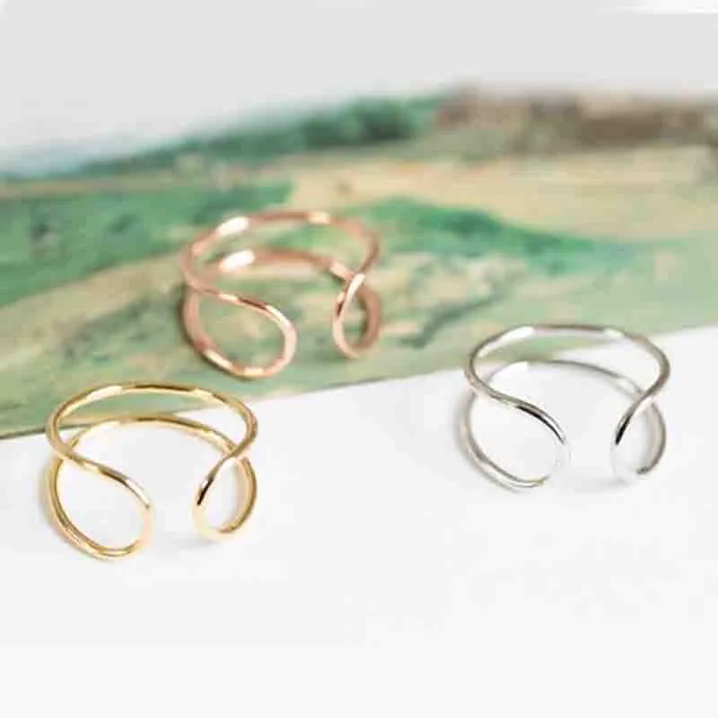 Everfast Wholesale 10pc/Lot Fashion Letter U Line Shaped Simple Cute Rings For Women Girl Can Mix Color EFR045