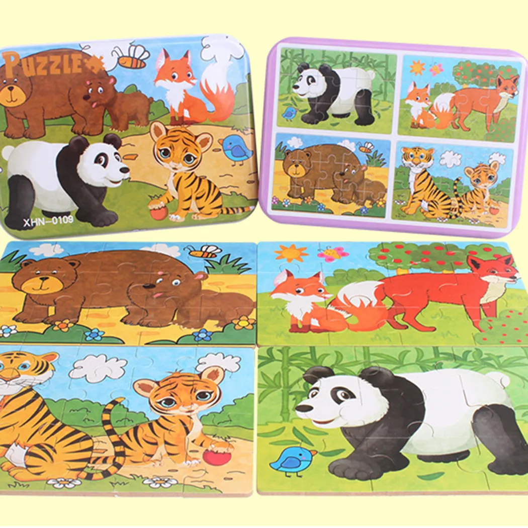الكاريكاتير الخشبي لعبة الكاريكاتورية ثلاثية الأبعاد للأجهزة الحديد الحزمة الحزمة اللغز للطفل التعليمي Montessori Wood6376108