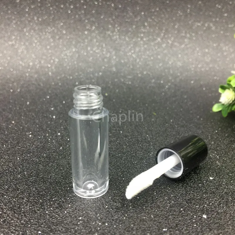 0.8 ML Mini Vuoto Trasparente Lip Gloss Tubo 50x13mm Nero Argento Oro Tappo di Plastica Balsamo le labbra bottiglia di Rossetto Contenitore Regalo Campione