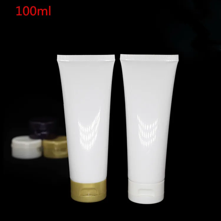 50 sztuk 100ml biały plastikowy miękki pakowanie kosmetyczne 100 ml balsam krem ​​plastikowy butelka pielęgnacja skóry krem ​​squeeze pojemniki rurki