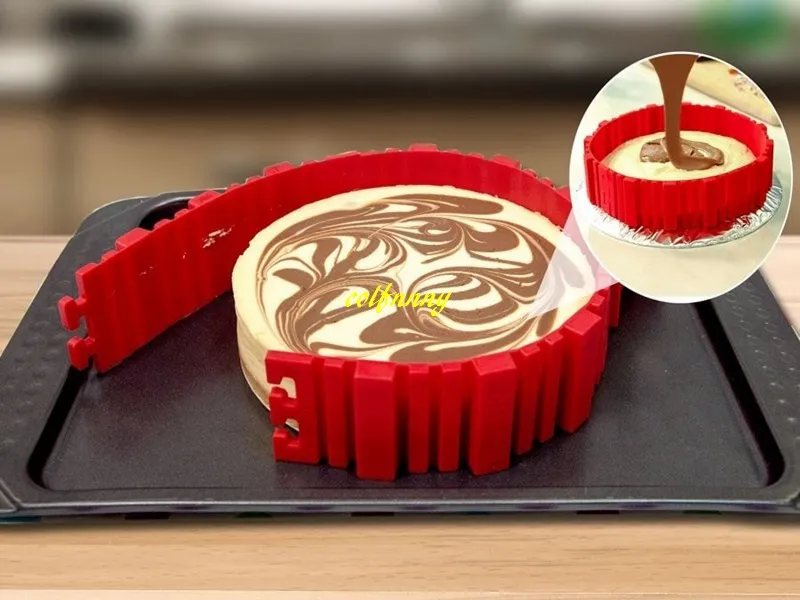 /lotto 4 PzFAI DA TE Magia Del Silicone Bakeware Quadrato Rotondo a Forma di Cuore Torta di Cottura Della Muffa Cuocere Serpente di Cottura Della Pasticceria strumenti