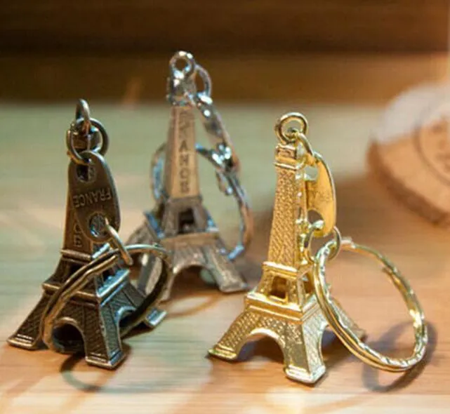 500 st Mode Mode Klassisk Fransk Frankrike Souvenir Paris 3D Eiffeltornet Keychain KeyRing Nyckelring Ring Gratis frakt