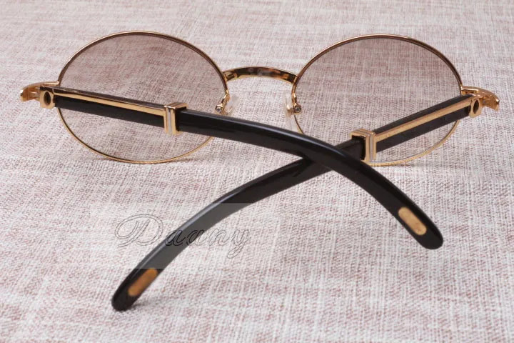 نظارة شمسية دائرية Cattle Horn Eyeglasses 7550178 Natural Black Horns Men and Women Sunglasses Glasess Eyeglasses الحجم: 55-22-135mm