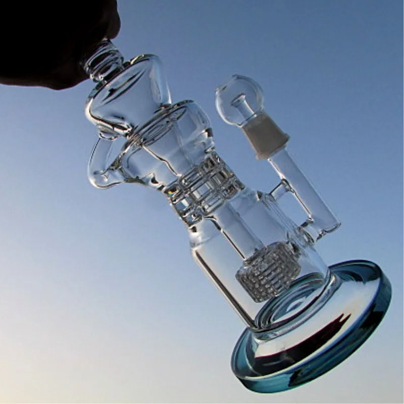 Hitman Glass Bubbler Toro Bong med Smokey Accent Glass Damp Rigs Oil Rig Glas Recycler Vattenrör med manlig fog 18.8mm