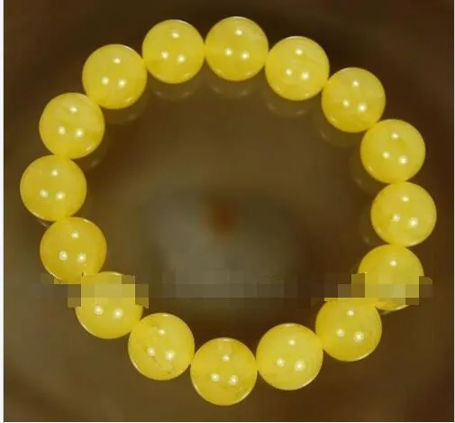 Bracelet de perles rondes de 12mm d'Amérique du Sud Topaze 7.5 "