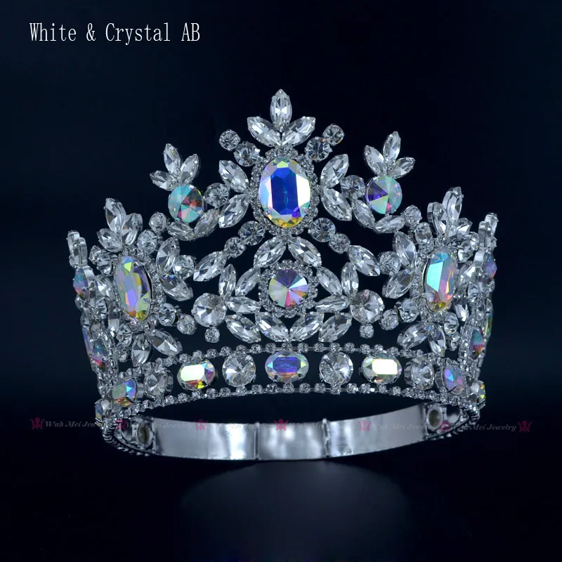 Pageant Kronen Nieuwe Rhinestone Crystal AB Zilver Miss Beauty Queen Bruids Tiara Prinses Headress Mode Haar Sieraden Cro287q