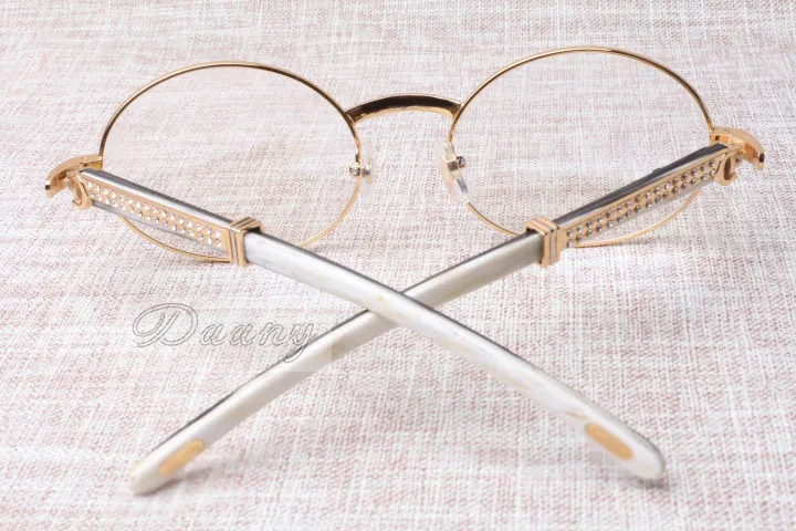 2017 neue Retro-Mode High-End-Diamant-Mischfarbe Rinderhörner-Brille T7550178 für optische Brillen für Männer und Frauen, Größe: 57-22-135 mm