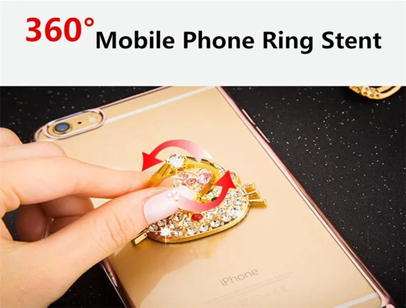 360° Fashion Universal Mobile Phone Ring Stent Cell Phone Ring Holder Finger Grip with Free Hook for Car Using Phone Stand